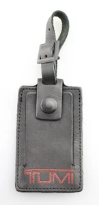 TUMI 'Alpha' Black / Red Leather Luggage Tag - Large - Picture 1 of 2
