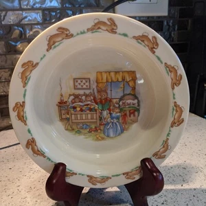 Royal Doulton Bunnykins Rimmed soup, cereal bowl Shape 6" Bedtime Story - Picture 1 of 6
