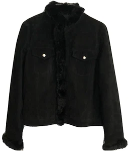 NWT Jacket Women's PL Petite Large Leather Suede Fur Lined Neck Cuffs - Picture 1 of 10