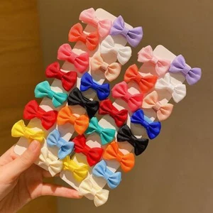 Fabric Bow Hair Clips No Damage Side Clip 30Pcs Bang Clips for Girls Kids - Picture 1 of 10
