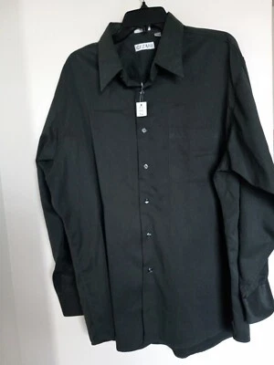 Mens Cezani Ls Button Up Dress Shirt Green Striped Size 17 . 34/35 - Image 1 of 3