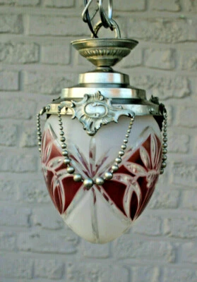 Linterna francesa vintage metal vidrio rojo diseño floral linterna lámpara araña  Foto 1 de 4