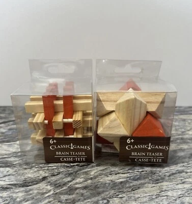 Classic Games Brain Teaser Wood Puzzle 2 Puzzles Pack - Image 1 of 3