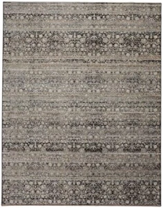 4' X 6' Gray Ivory And Tan Abstract Distressed Area Rug With Fringe - Picture 1 of 1