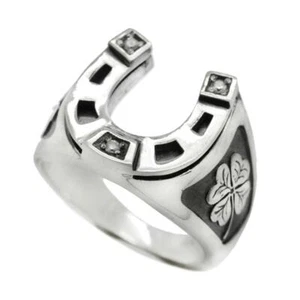 Horseshoe with Zircons Ring Silver 925 - Picture 1 of 7