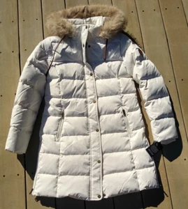 NWT Ralph Lauren women's Cream Down fill Puffer Hooded Coat M - Picture 1 of 7