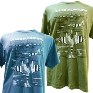 de Havilland DH.98 Mosquito British WWII Fighter Aircraft Blueprint Shirt Design - Imagen 1 de 5