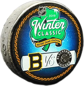 2019 Winter Classic Boston Bruins vs. Chicago Blackhawks Dueling NHL Hockey Puck - Picture 1 of 1