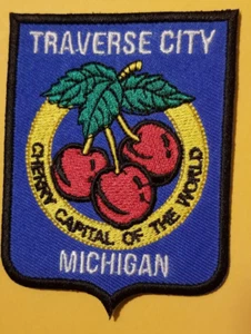 Travis City Cherry Capital of The World Embroidered Patch approx 2.75x3.5" - Picture 1 of 2