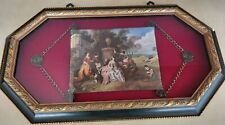 Antique Victorian French  on Silken Fabric, Original Glass Frame Stamp In Italy 