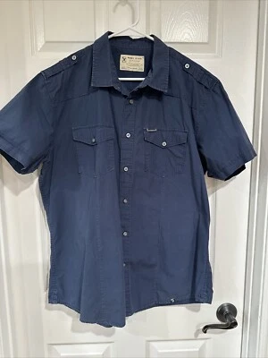 MARC EKCO CUT & SEW MEN’S SHORT SLEEVE BUTTON COTTON SHIRT - BLUE - XL VERY GOOD - Image 1 of 4