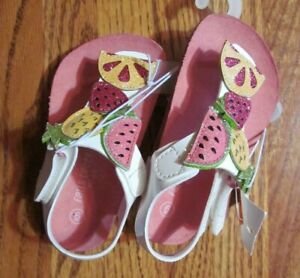 Girl's Sandals: White with Glittery Fruit on them~Infant Size 6~NEW with tags