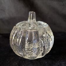 Vintage Harvest Glow Clear Glass Pumpkin Votive Candle Holder 1982 Avon