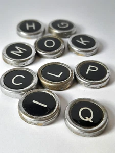 Antique Vintage Old Typewriter Keys Glass Faced Numbers For Jewellery or Crafts - Picture 1 of 7