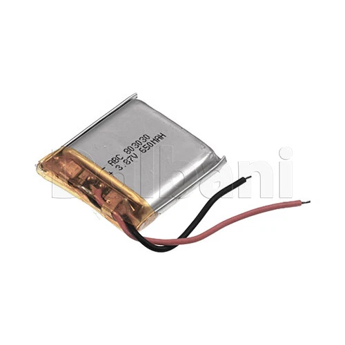 803030, bateria interna de polímero de lítio 3.8V 650mAh 35mm x 30mm x 8mm - Imagem 1 de 1