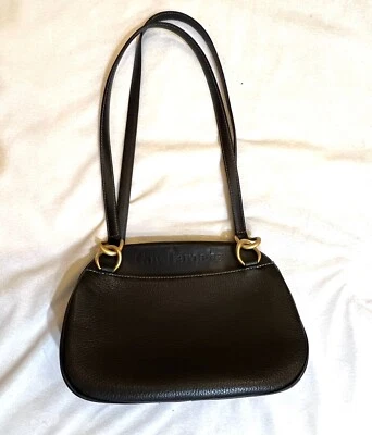 Purse Guy Laroche Paris shoulder Leather Black 9x12x4 Beautiful Pre-own - Photo 1/4