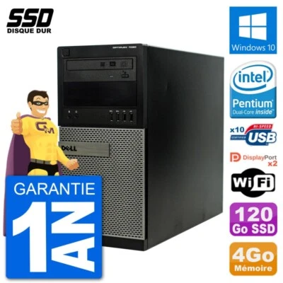PC tour DELL 7020 Intel Pentium G3220 RAM 4Go SSD 120Go Windows 10 Wifi - Imagen 1 de 3