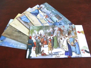 ORIGINAL SET OF SIX LANCE THACKERAY SIGNED TUCK COMIC POSTCARDS, EGYPT, CAIRO. - Picture 1 of 5