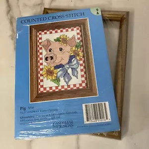 Candamar Designs “Pig” 5016 Counted Cross Stitch Kit PLUS 5x7 Wood Frame 1994 - Picture 1 of 8