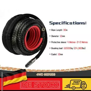 12000kg Kunststoffseil Windenseil Seilwinde Forstseil mit Haken ATV UTV 10mm 30m - Bild 1 von 7