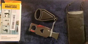 Travel Portable Door Lock & Home Dorm Hotel Security Device Carry Bag NEW black - Picture 1 of 9