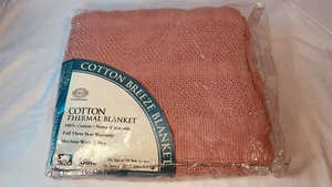 NEW VTG Beacon 100% Cotton Thermal Blanket Queen/King 102x90 PINK/Rose, USA - Picture 1 of 13