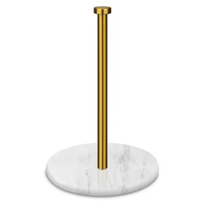 Paper Towel Holder Countertop with 7"Weighted White Marble Base - Modern Free - Image 1 of 4