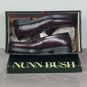 Vestido de oficina Nunn Bush Lincoln mocasín marrón borgoña talla 9,5 nuevo en caja - Imagen 1 de 9
