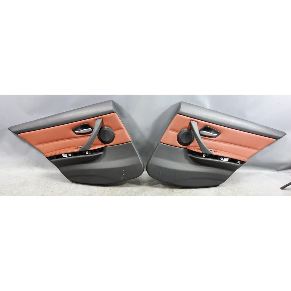 2009-2012 BMW E90 E91 3-Series 4dr Rear Interior Door Panels Red Brown Leather — 第 1/4 张图片