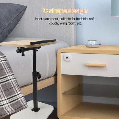 C Shaped Side Table Solid Wood Height Adjustable Couch End Table For Bedroom - Image 1 of 4