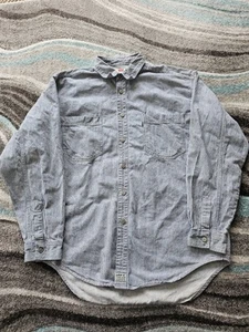 Vintage Levi’s Denim Metal Button Shirt Mens Large Hickory Striped 90s Y2k - Picture 1 of 6