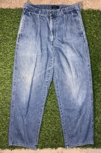 Pantalones de mezclilla plisados azules 32x32 vintage Polo Ralph Lauren para hombre hechos en EE. UU. AÑOS 90 - Imagen 1 de 7