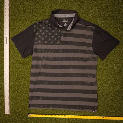 Field & Stream Men’s Polo Large – American Flag Design – Black & Gray Patriotic - Image 1 of 3