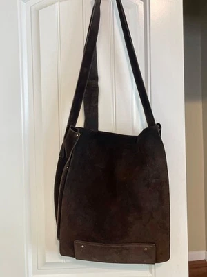 Bolso de Hombro Banana Republic De Colección Y2K Gamuza Genuina Mensajero Escuela Chocolate Foto 1 de 4