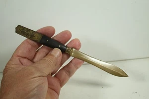 1960er Thailand MASSIVES MESSING & HOLZ 7" langer BRIEFÖFFNER mit geprägtem BUDDHA - Bild 1 von 4