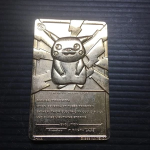 Vintage @1999 23K Placcato Oro Nintendo Pikachu Pokémon Metallo Trading Card #25 - Foto 1 di 6