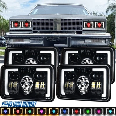 4PCS 4x6" RGB LED Headlights Hi/Lo Beam for 1980-1988 Oldsmobile Cutlass Supreme - Image 1 of 4