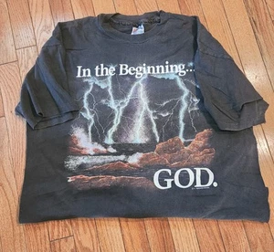 Vintage 90’s California Casuals In The Beginning God Lightning Jesus TShirt XLarge🔥 - Bild 1 von 11