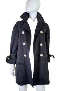 Marc by Marc Jacobs Double Breasted Mid Black Trench Coat Sz M L Women's Jacket - Picture 1 of 15