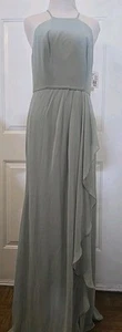 Vestido de novia David al tobillo verde polvoriento ocasión nupcial fiesta sin mangas nuevo con etiquetas 8 - Imagen 1 de 21