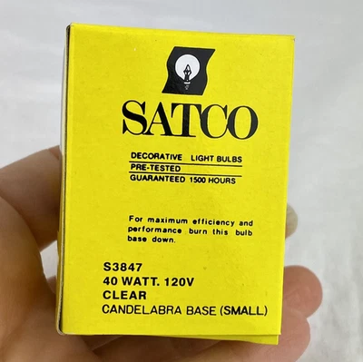 Satco S3847 120V Candelabra Base 40 Watt G12.5 Light Bulb ~ Clear - Image 1 of 4