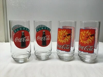 4 Coca-Cola Glasses - 2 Sunshine Coca-Cola Glasses & 2 Always Coca-Cola Glasses - Image 1 of 4