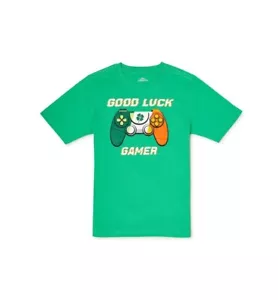 ST PATRICK'S DAY GOOD LUCK GAMER BOYS SHORT SLEEVE T-SHIRT SIZE XS (4- 5) NEW - Picture 1 of 4