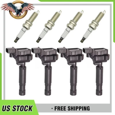 4X Ignition Coil + Spark plug for 2012-2015 Mercedes-Benz C250 SLK250 1.8L UF658 - Image 1 of 4