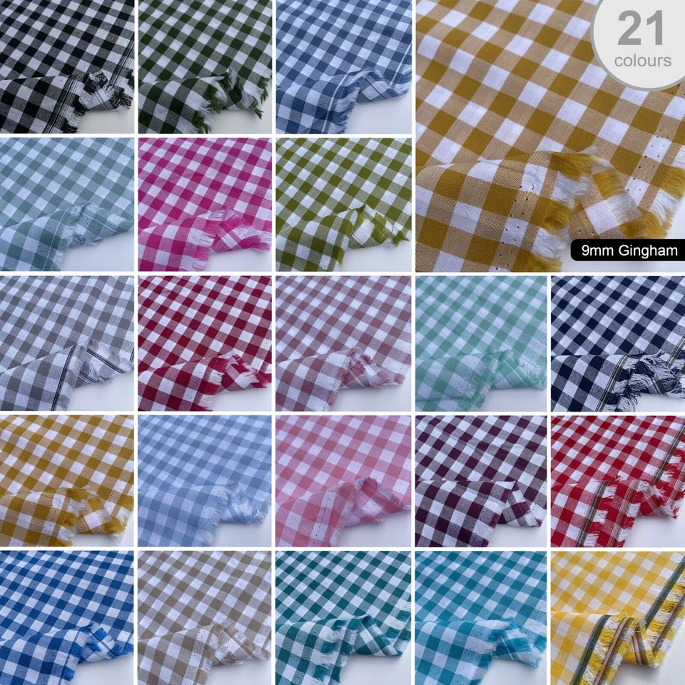 100% Yarn Dyed Cotton Fabric John Louden 9mm Gingham Check Squares 144cm Wide - Image 1 of 1