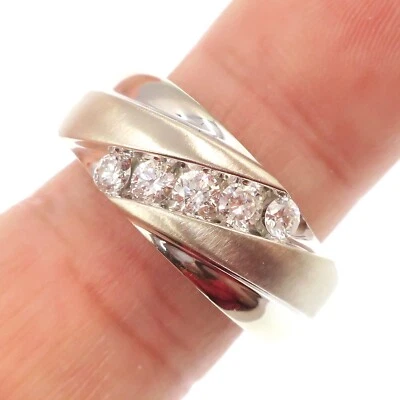Classic Mens 14k Solid White Gold 1/2ct Natural Diamond Band Ring Size 10.5 - Image 1 of 4