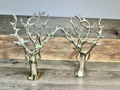 Coral Branch Topiary Sculpture Silver Metallic  Resin 16x11” ~Pair Foto 1 de 4