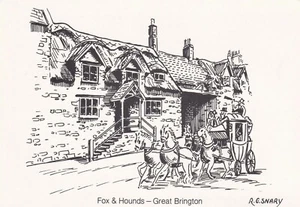 Fox & Hounds Althorp Coaching Inn Northampton RG Snary Sketch postcard - Picture 1 of 2