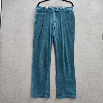 Dressbarn Women Pants 12 Teal Corduroy Button 30" Inseam Cotton Spandex - Image 1 of 4