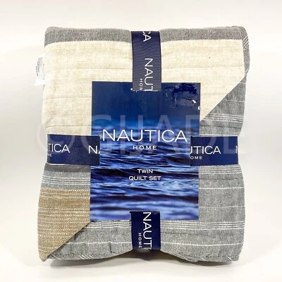 Conjunto de 2 colchas Nautica listradas 100% algodão DUPLA novo - Imagem 1 de 4